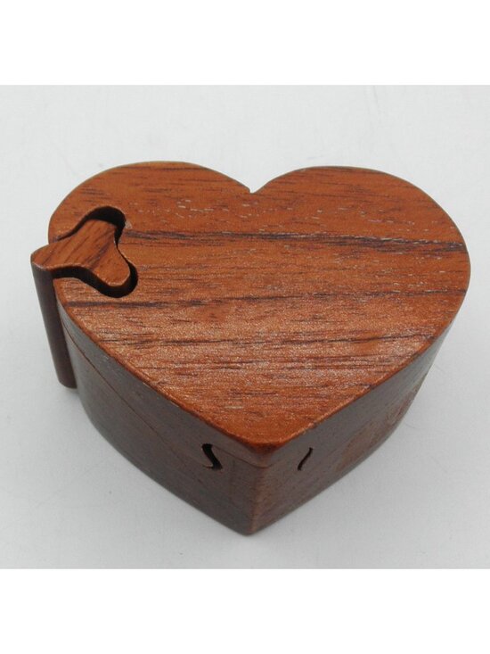 Unbranded Other - Wood Carved Trinket Keepsake Jewelry Heart Shaped Treasure PUZZLE BOX 4 Piece